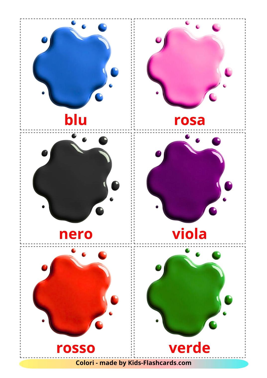 Colori - 21 flashcards italiano stampabili gratuitamente