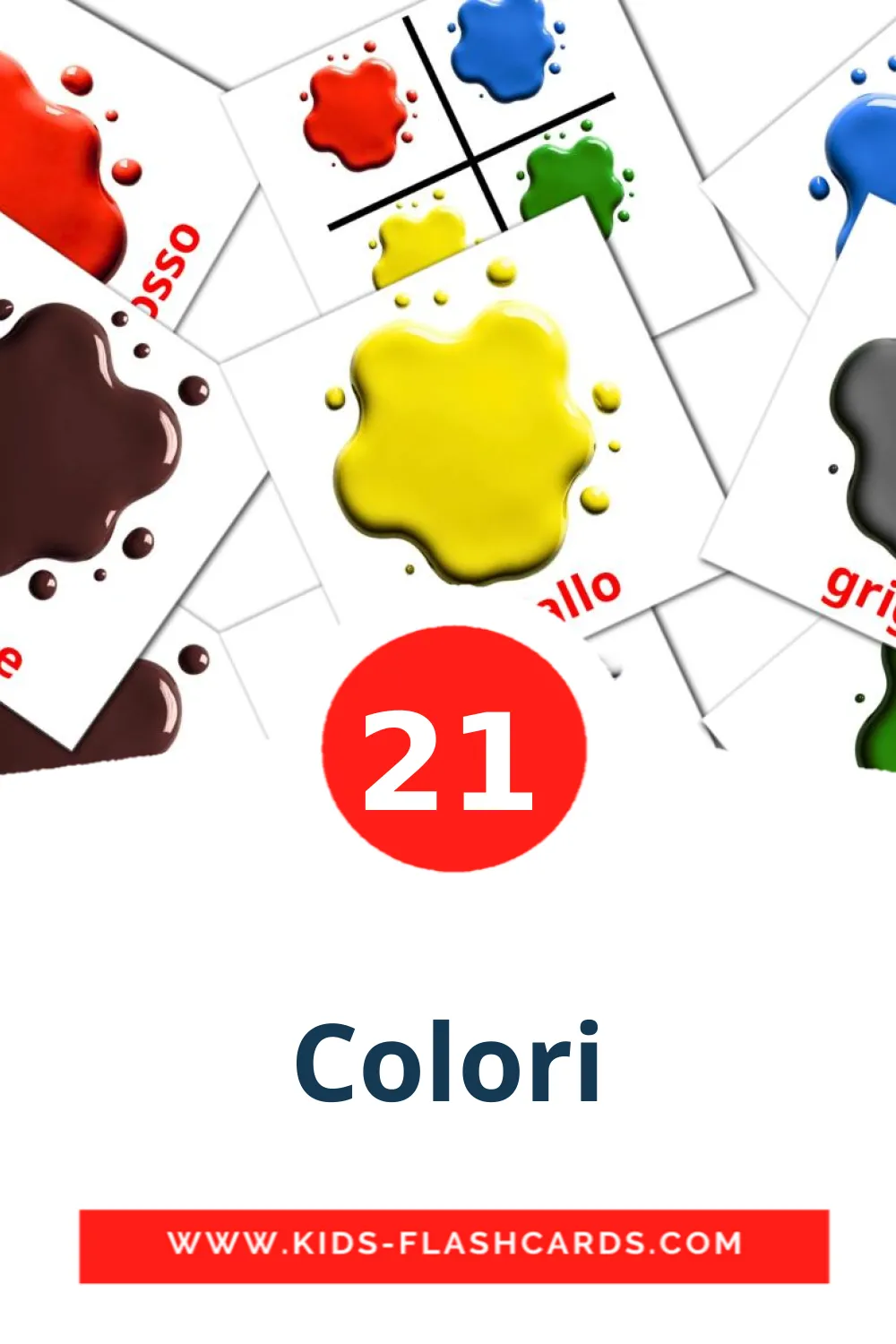 21 carte illustrate di Colori per la scuola materna in italiano