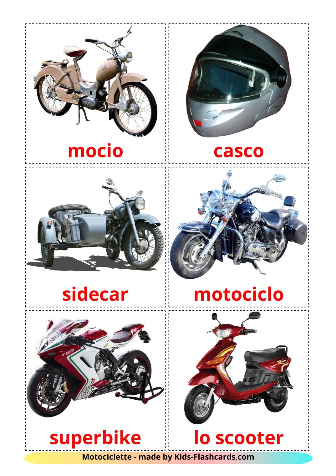 Motociclette - 14 flashcards italiano stampabili gratuitamente