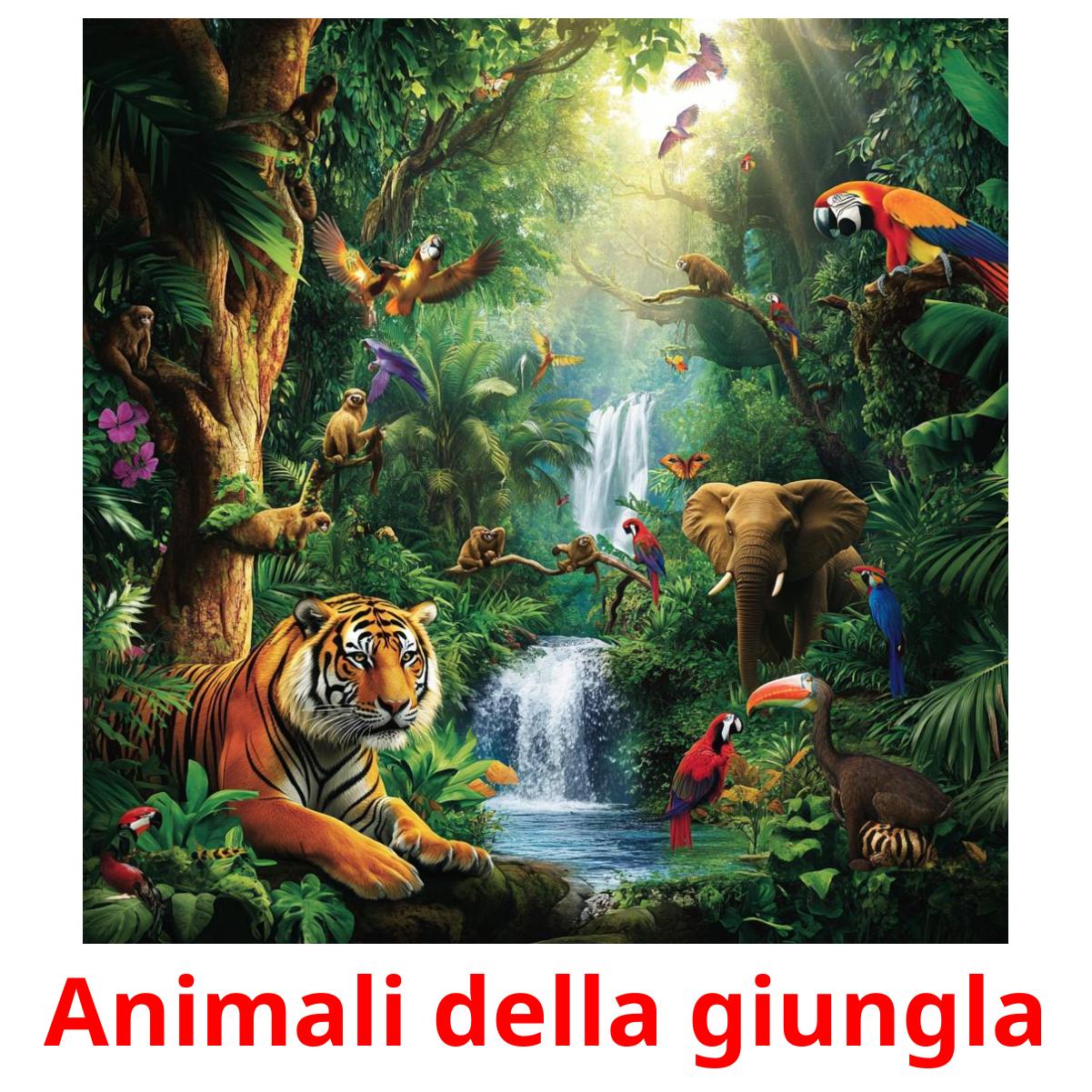 Animali della giungla flashcards illustrate