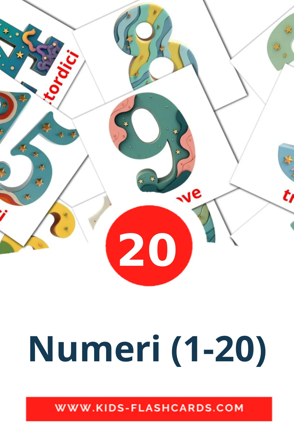 20 cartes illustrées de Numeri (1-20) pour la maternelle en italien