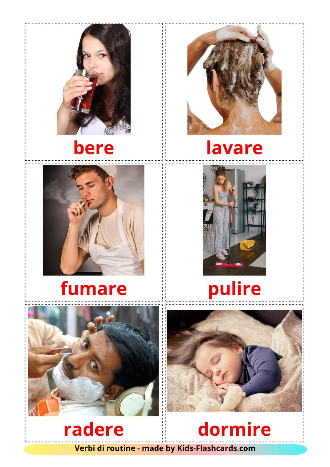 Routine verbs - 33 Free Printable italian Flashcards 