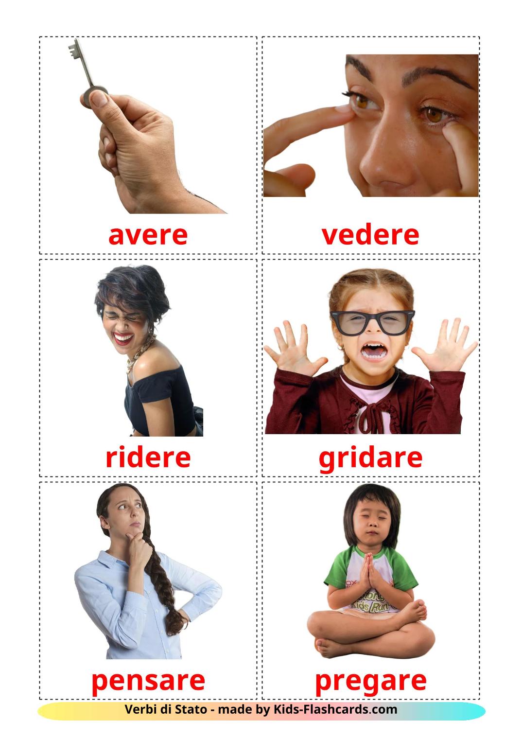 Verbos de Estado - 24 Flashcards italianoes gratuitos para impressão