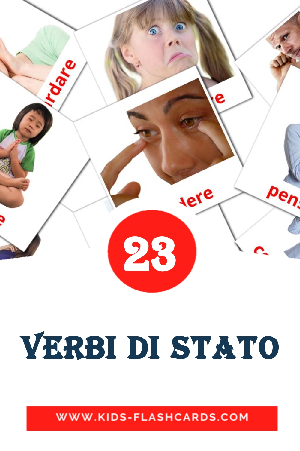 23 Verbi di Stato Bildkarten für den Kindergarten auf Italienisch