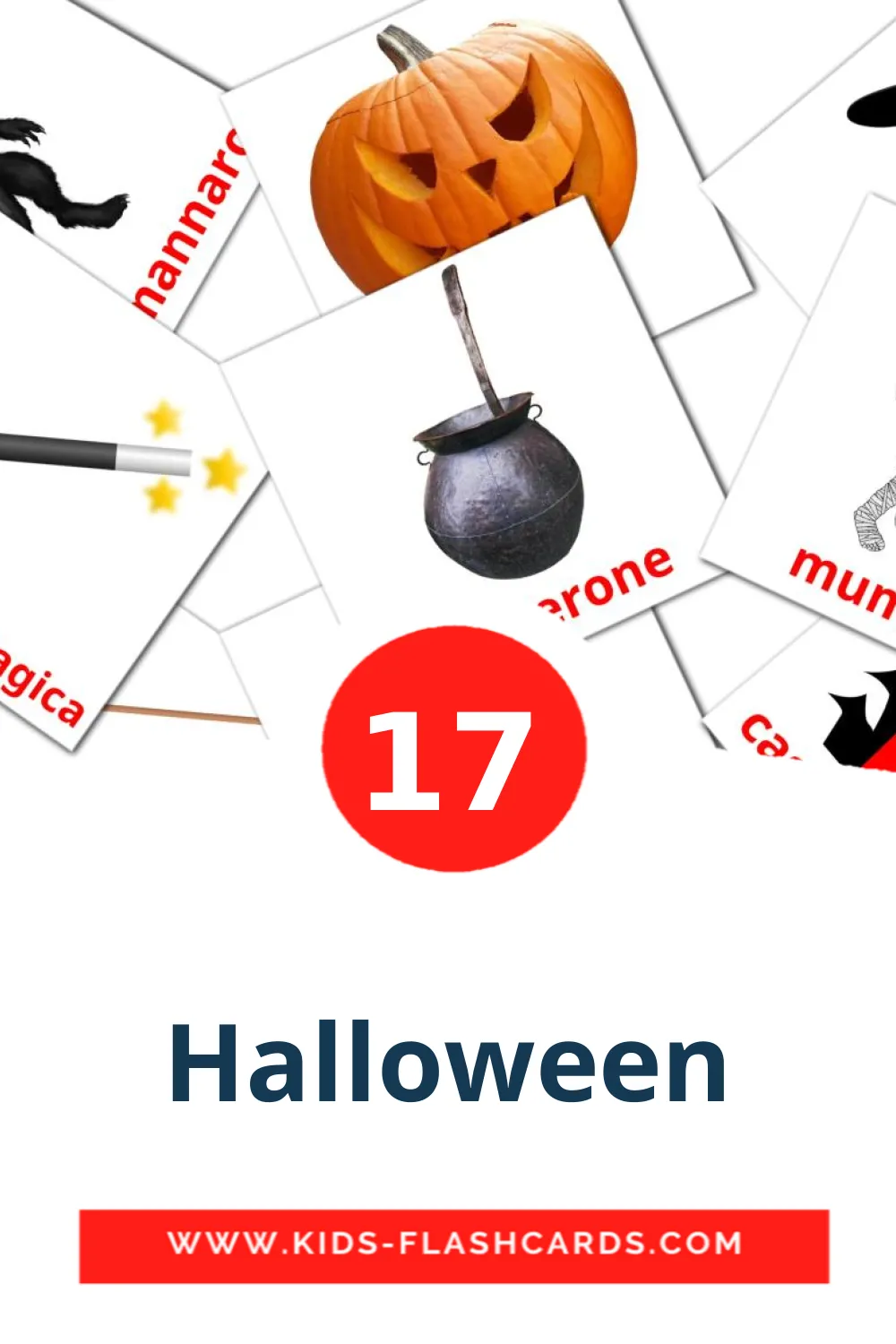 17 cartes illustrées de Halloween pour la maternelle en italien