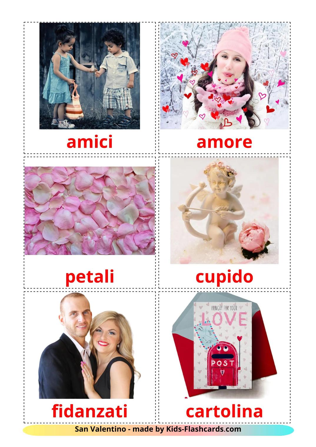 San Valentino - 19 flashcards italiano stampabili gratuitamente