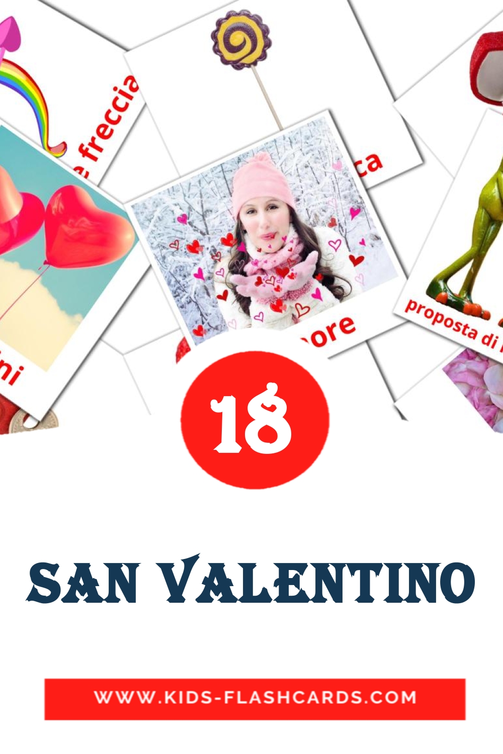 18 San Valentino Picture Cards for Kindergarden in italian