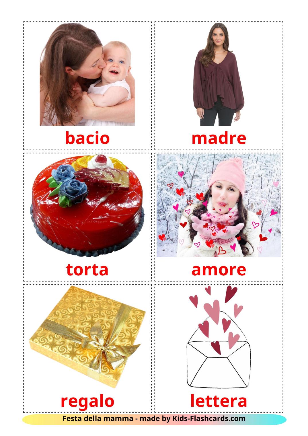 Festa della mamma - 25 flashcards italiano stampabili gratuitamente