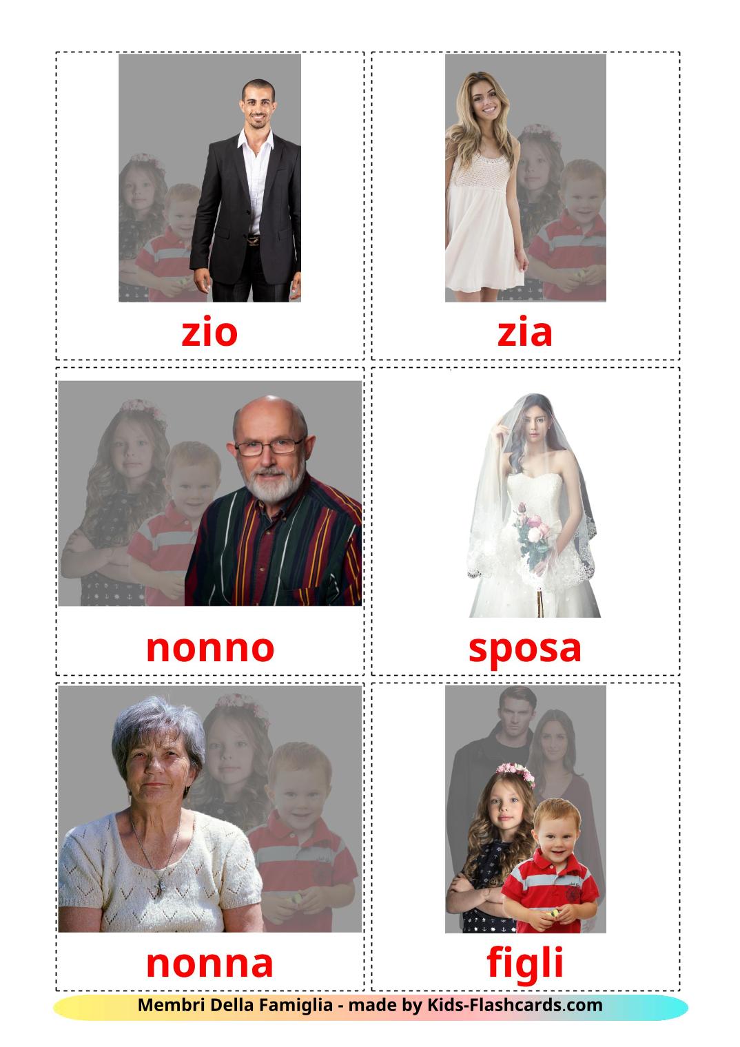 Family members - 32 Free Printable italian Flashcards 