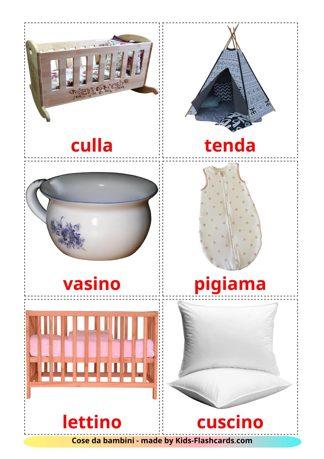 Baby things - 20 Free Printable italian Flashcards 
