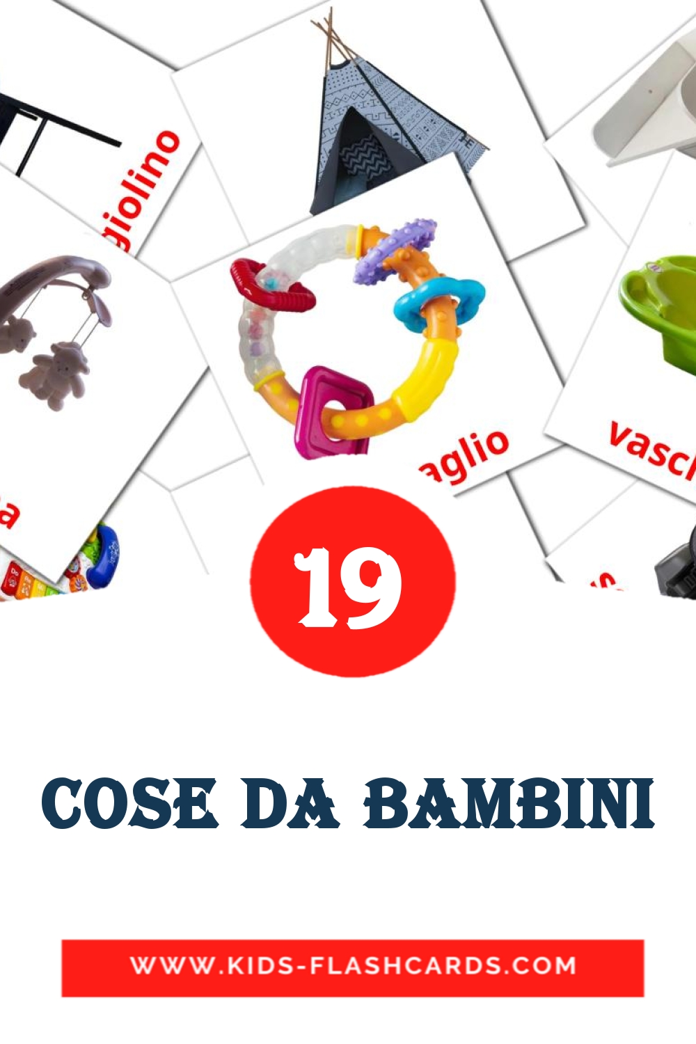 19 Cose da bambini Picture Cards for Kindergarden in italian