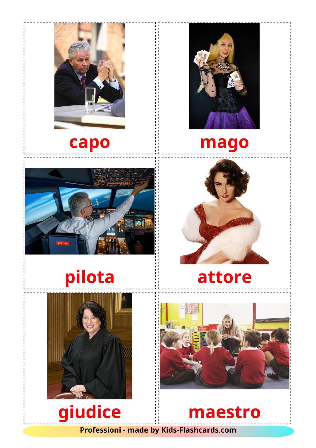Professions - 36 Free Printable italian Flashcards 