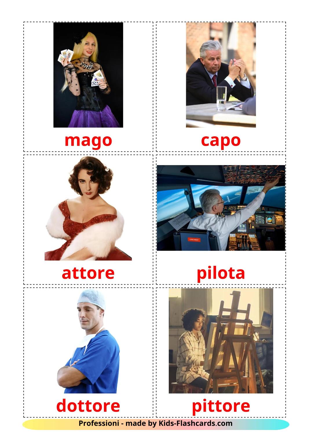 Professioni - 32 flashcards italiano stampabili gratuitamente