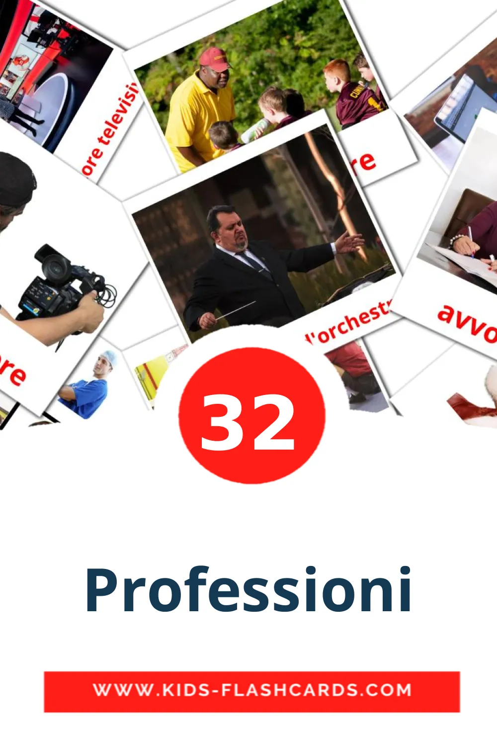 32 carte illustrate di Professioni per la scuola materna in italiano