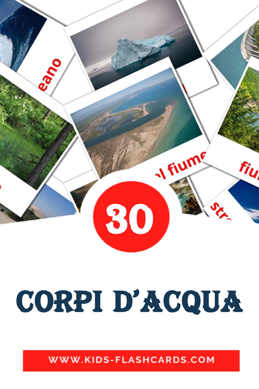 30 tarjetas didacticas de Acqua para el jardín de infancia en italiano