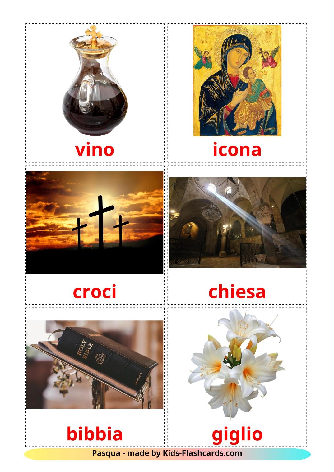 Easter - 31 Free Printable italian Flashcards 