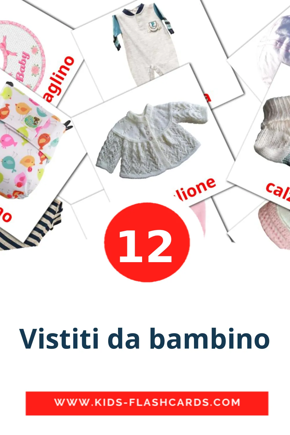 12 carte illustrate di Vistiti da bambino per la scuola materna in italiano