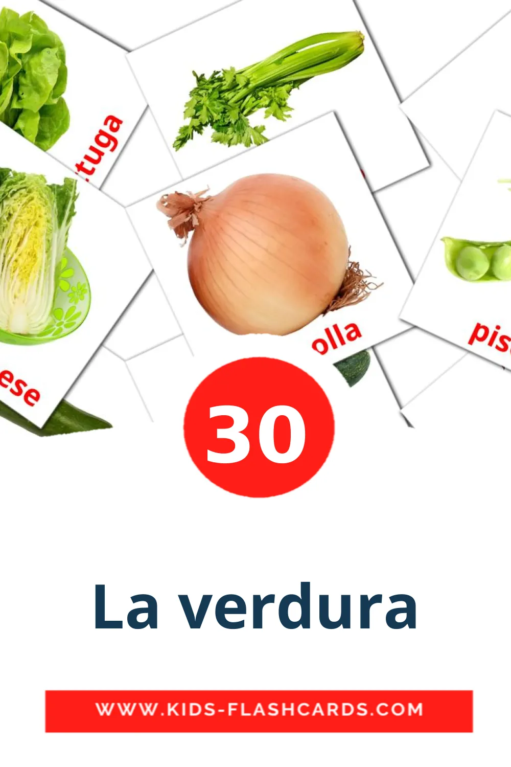 30 cartes illustrées de La verdura pour la maternelle en italien