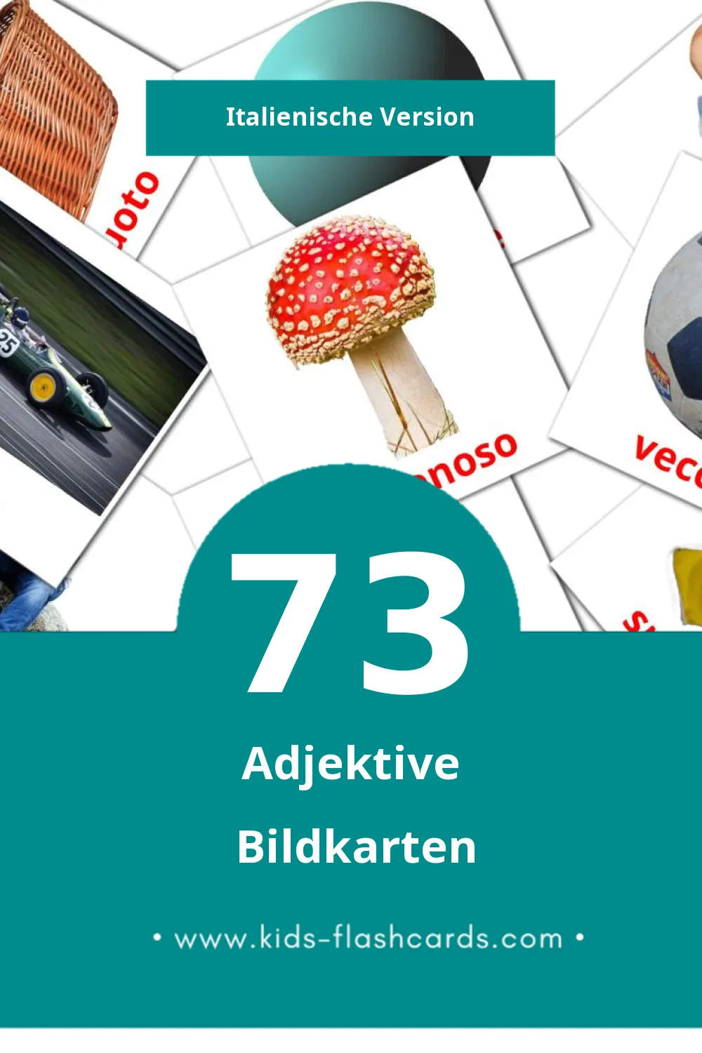 Visual Aggettivi Flashcards für Kleinkinder (73 Karten in Italienisch)