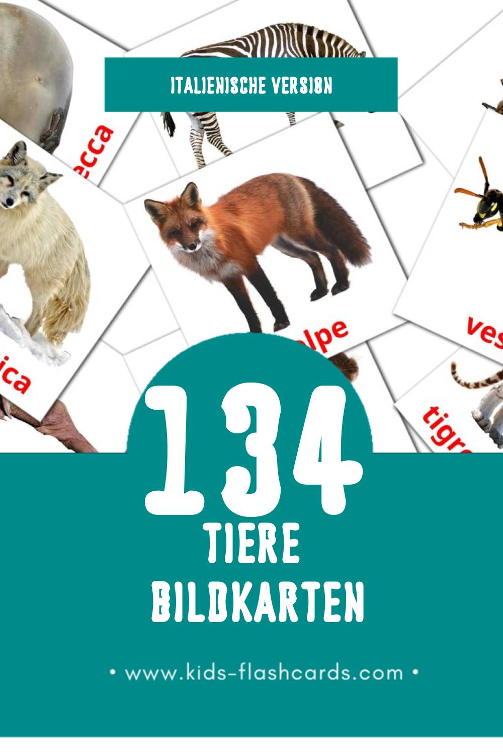 Visual Animali Flashcards für Kleinkinder (134 Karten in Italienisch)