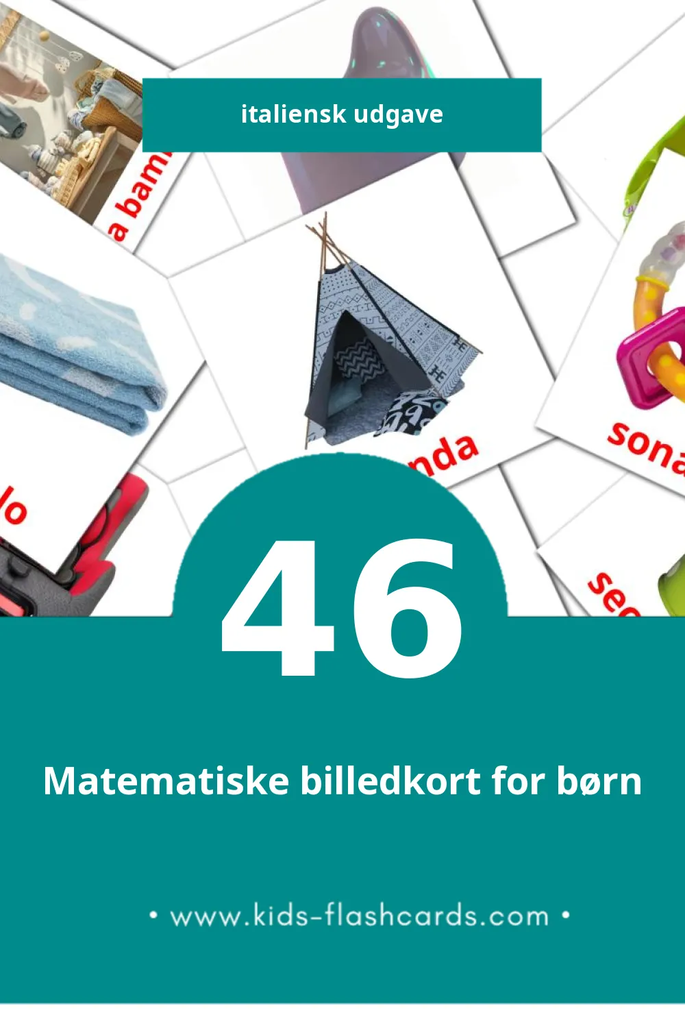 Visuelle billedkort for børn om Bambino til småbørn (46 kort på Italiensk)