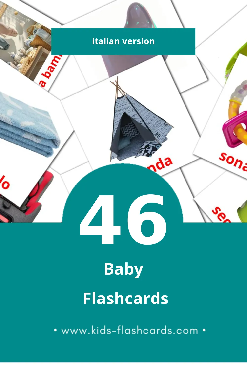 Visual Bambino Flashcards for Toddlers (46 cards in Italian)