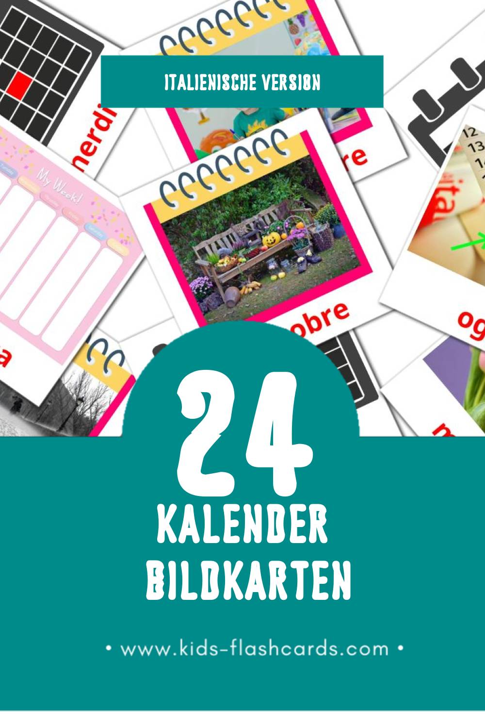 Visual Calendario Flashcards für Kleinkinder (24 Karten in Italienisch)