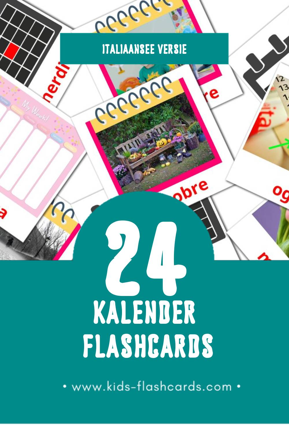 Visuele Calendario Flashcards voor Kleuters (24 kaarten in het Italiaanse)