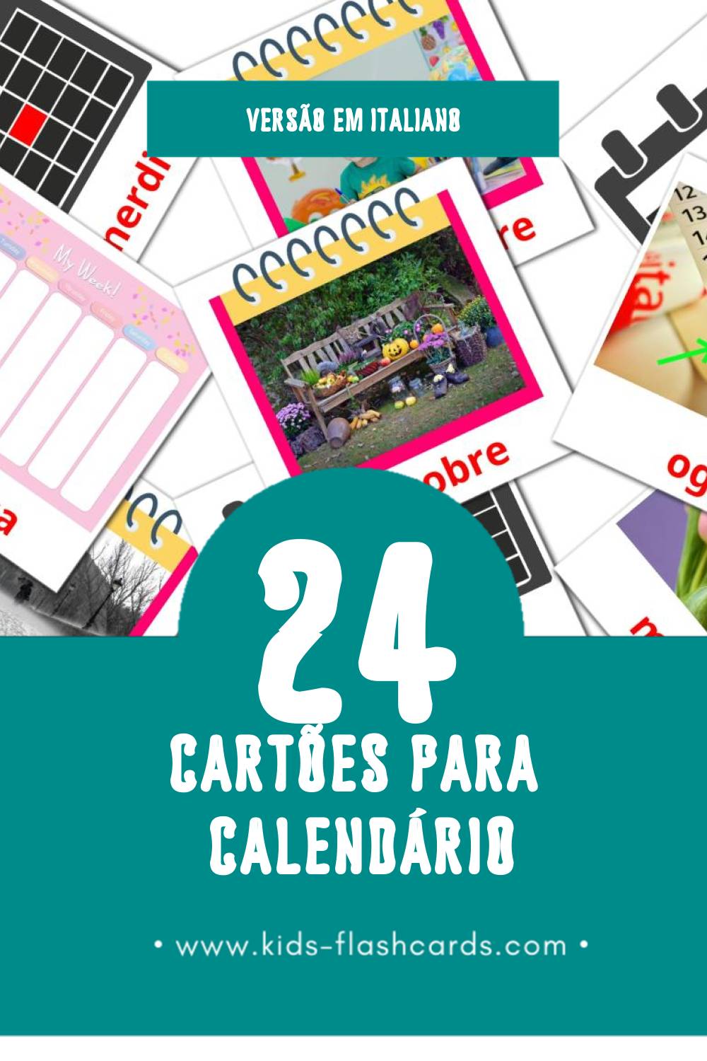 Flashcards de Calendario Visuais para Toddlers (24 cartões em Italiano)