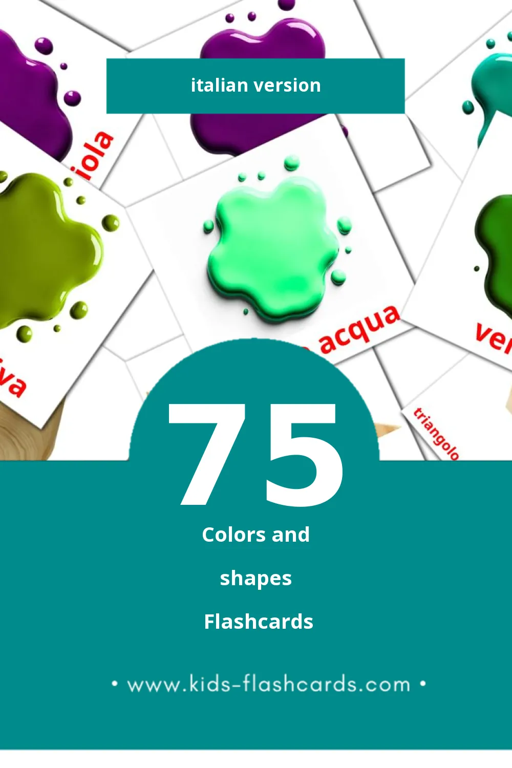 Visual Colori e forme Flashcards for Toddlers (75 cards in Italian)