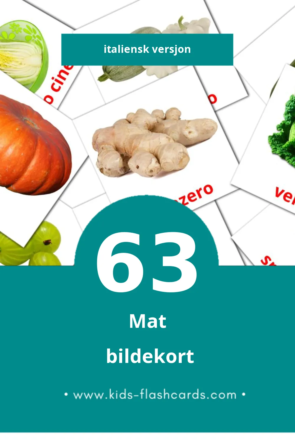 Visuelle Cibo bildekort for småbarn (63 kort på Italiensk)