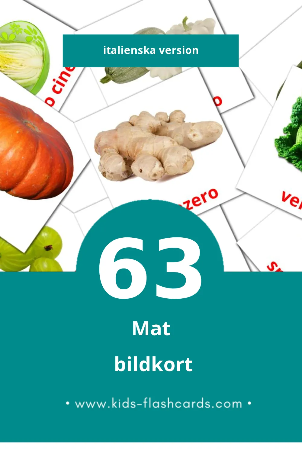 Visuella Cibo för småbarn (63 bildkort för barn på Italienska)