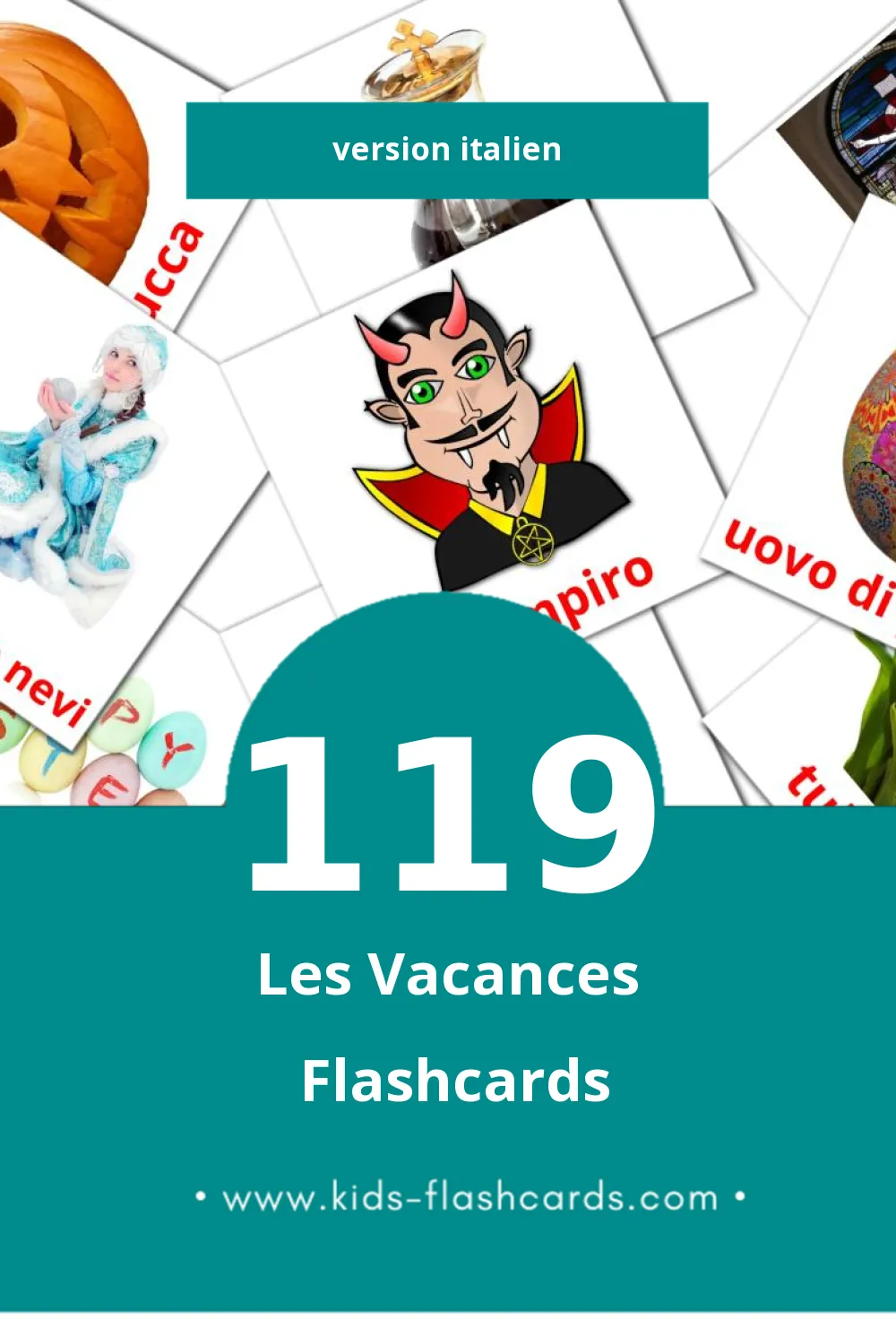 Flashcards Visual Vacanze pour les tout-petits (119 cartes en Italien)