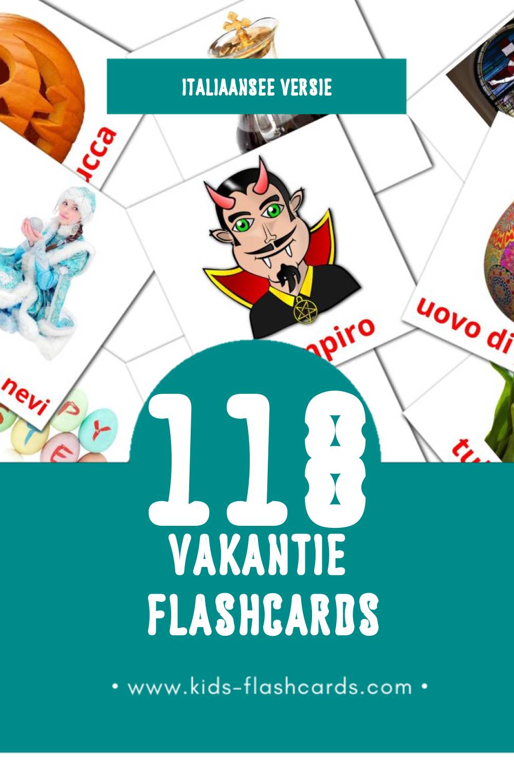Visuele Vacanze Flashcards voor Kleuters (118 kaarten in het Italiaanse)