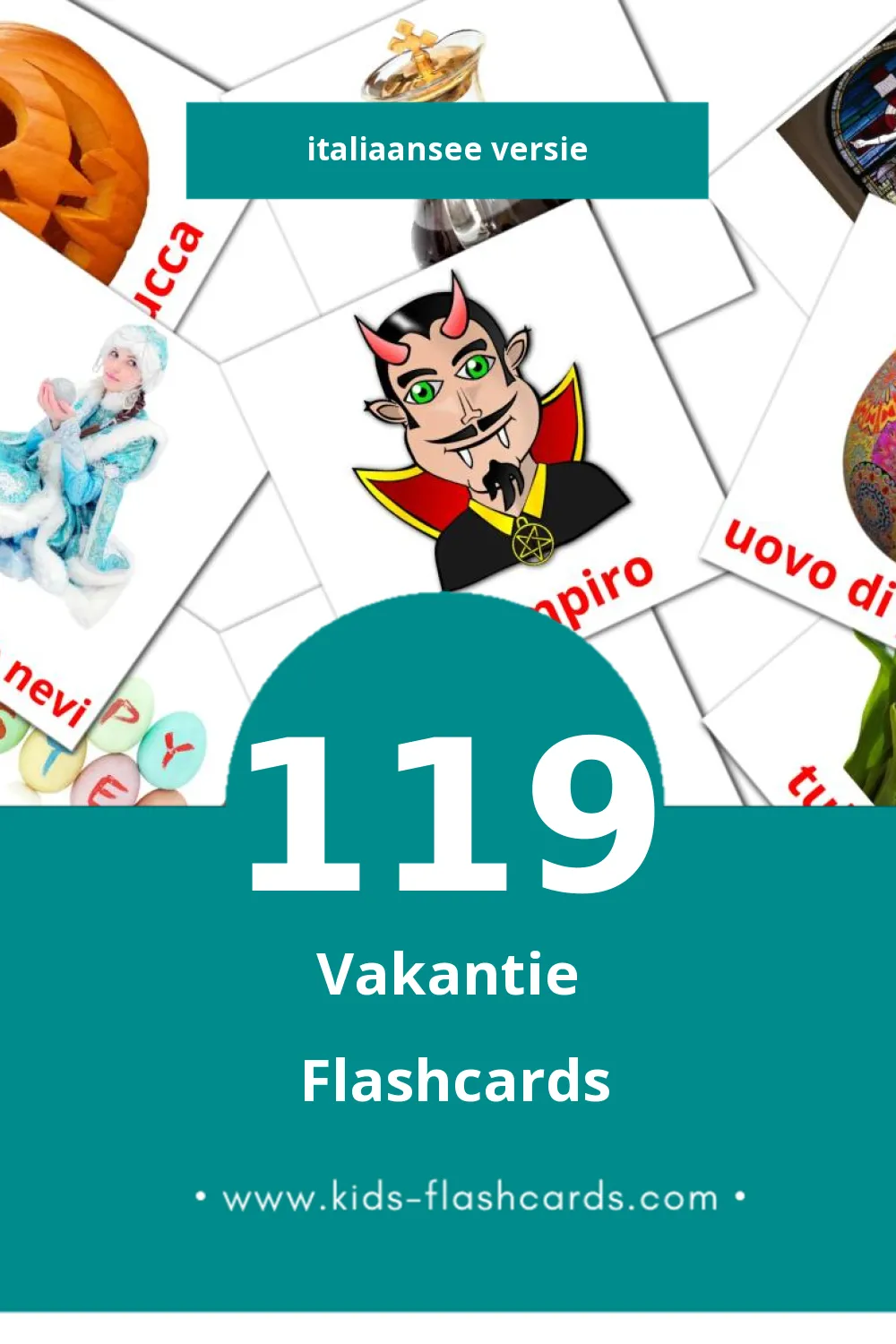 Visuele Vacanze Flashcards voor Kleuters (119 kaarten in het Italiaanse)