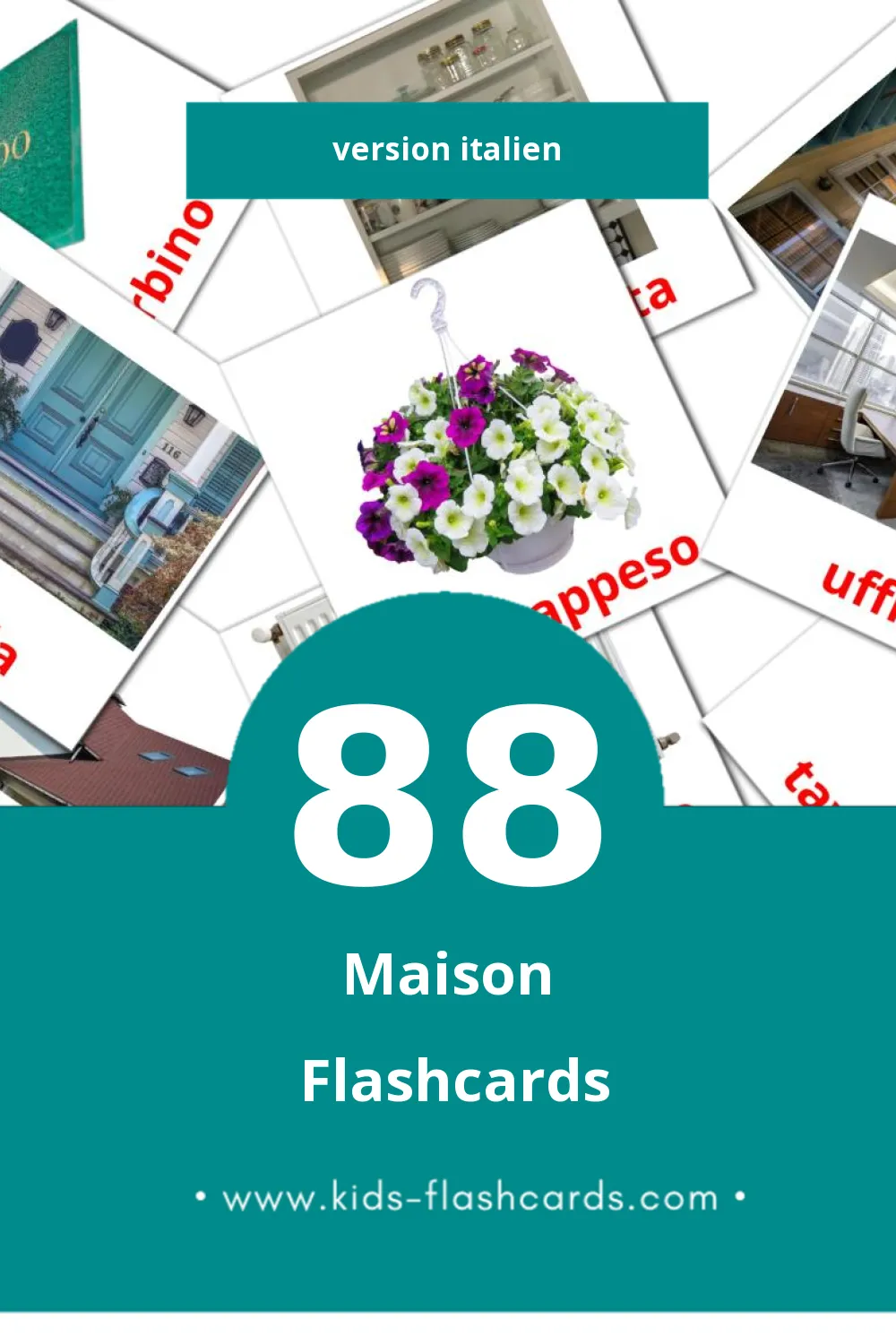 Flashcards Visual Casa pour les tout-petits (88 cartes en Italien)