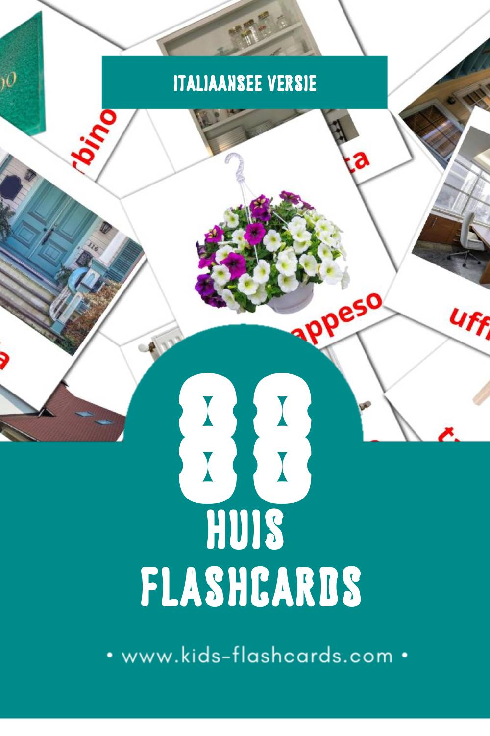 Visuele Casa Flashcards voor Kleuters (88 kaarten in het Italiaanse)