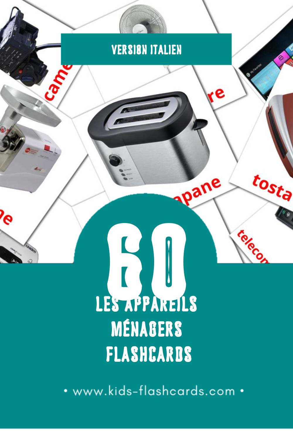Flashcards Visual Elettrodomestici pour les tout-petits (61 cartes en Italien)