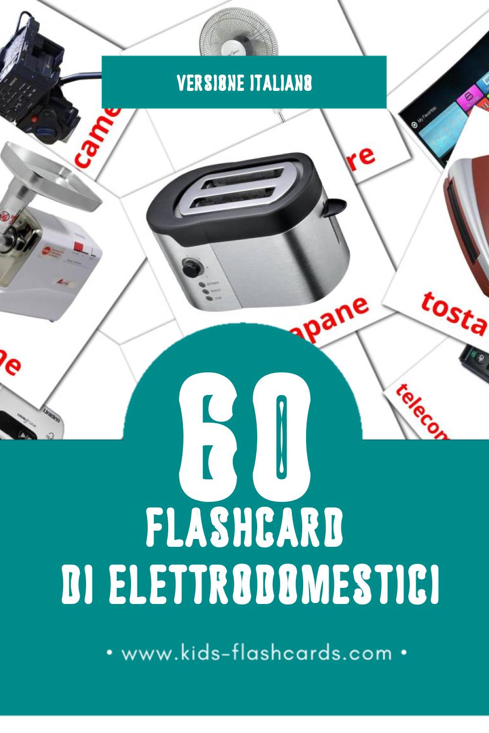 Schede visive sugli Elettrodomestici per bambini (61 schede in Italiano)