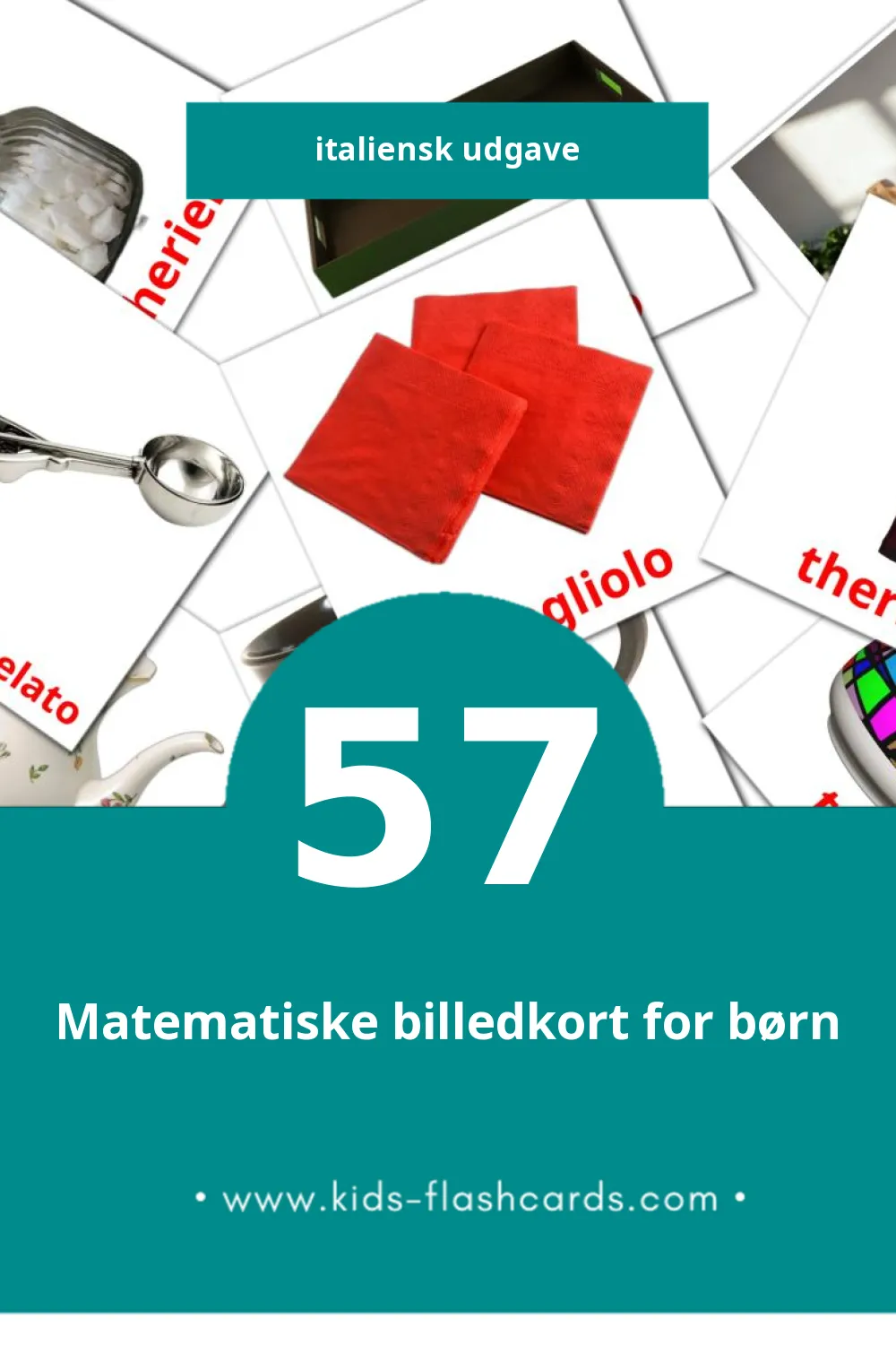 Visuelle billedkort for børn om Cucina til småbørn (57 kort på Italiensk)