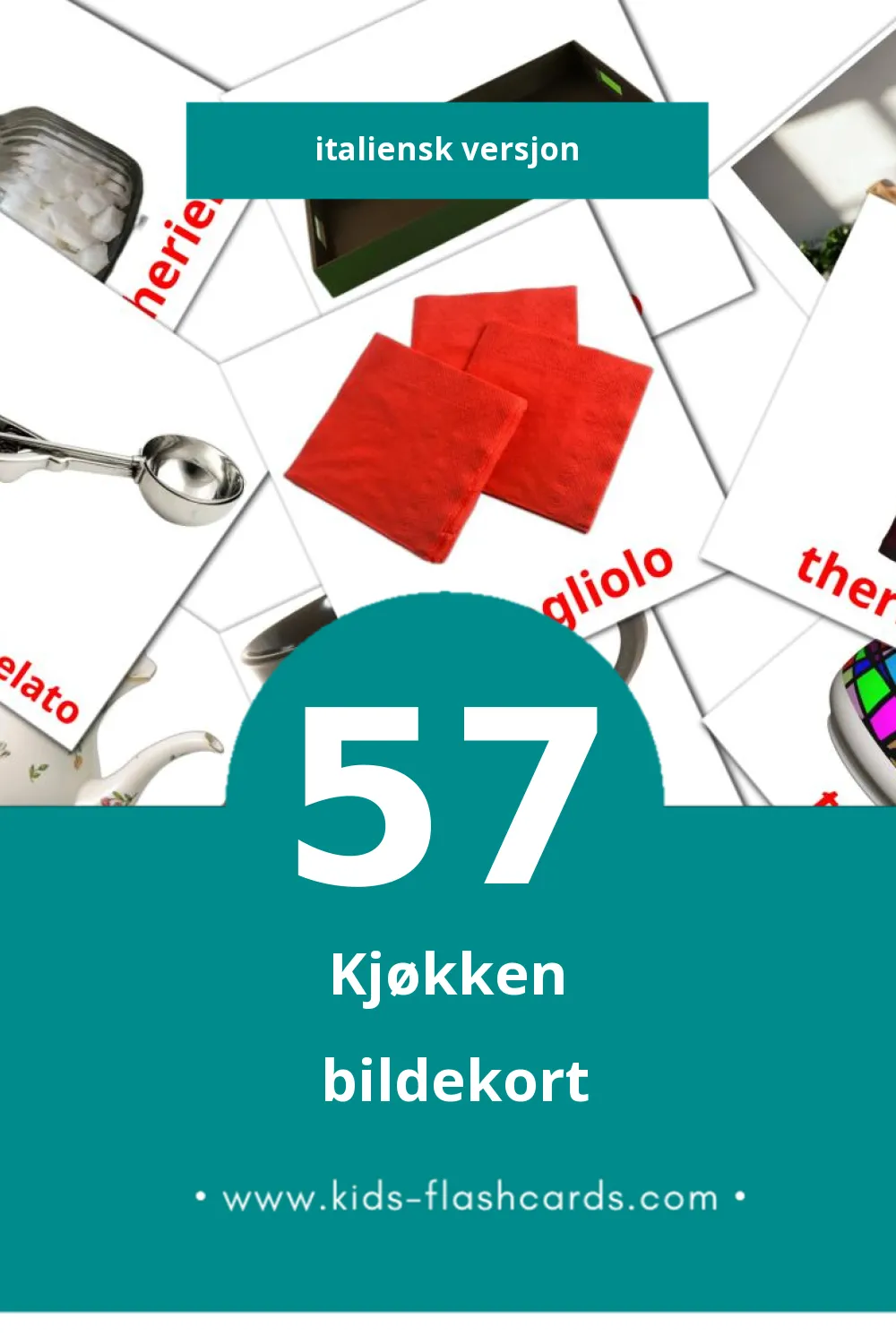 Visuelle Cucina bildekort for småbarn (57 kort på Italiensk)