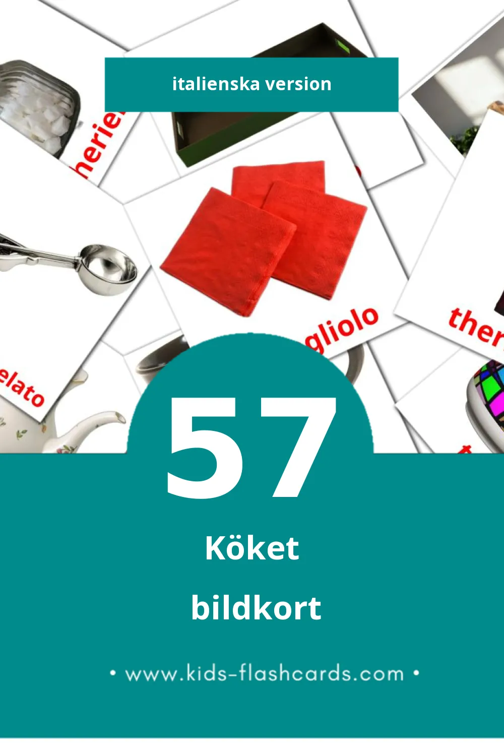 Visuella Cucina för småbarn (57 bildkort för barn på Italienska)