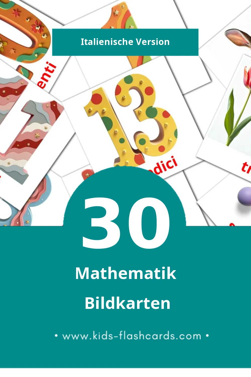 Visual Matematica Flashcards für Kleinkinder (30 Karten in Italienisch)