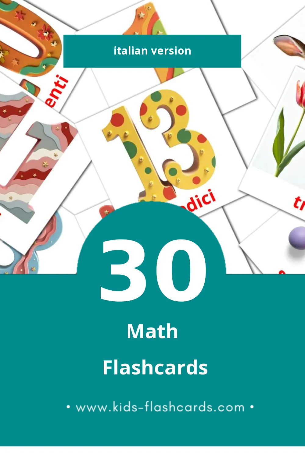 Visual Matematica Flashcards for Toddlers (30 cards in Italian)