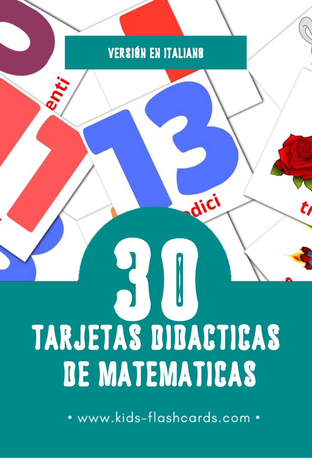 Tarjetas visuales de Matematica para niños pequeños (30 tarjetas en Italiano)