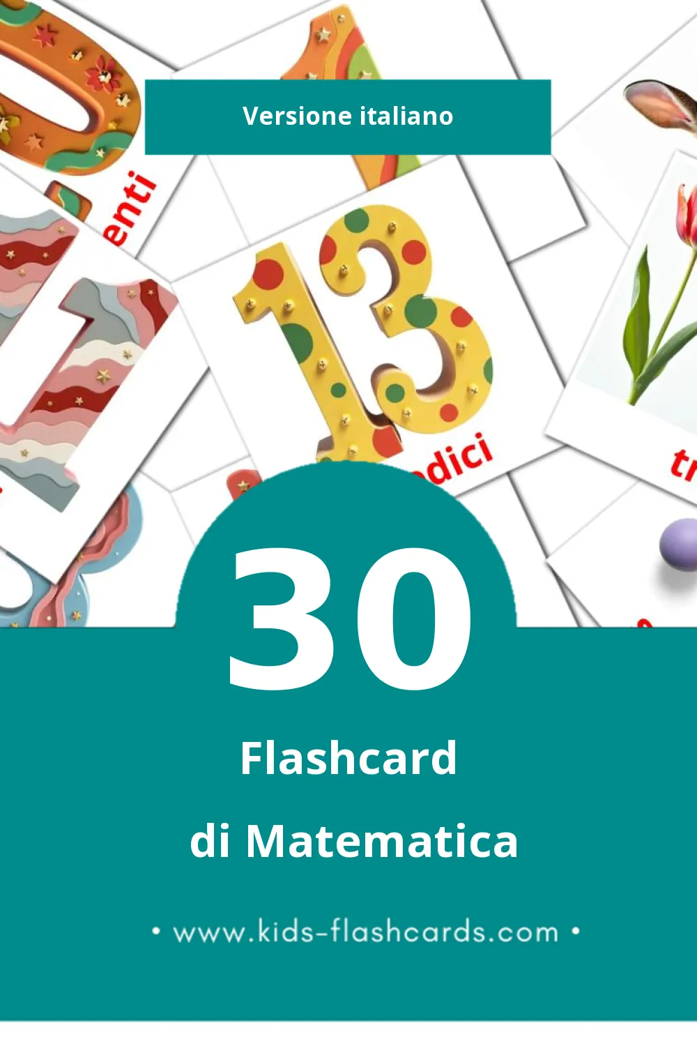 Schede visive sugli Matematica per bambini (30 schede in Italiano)