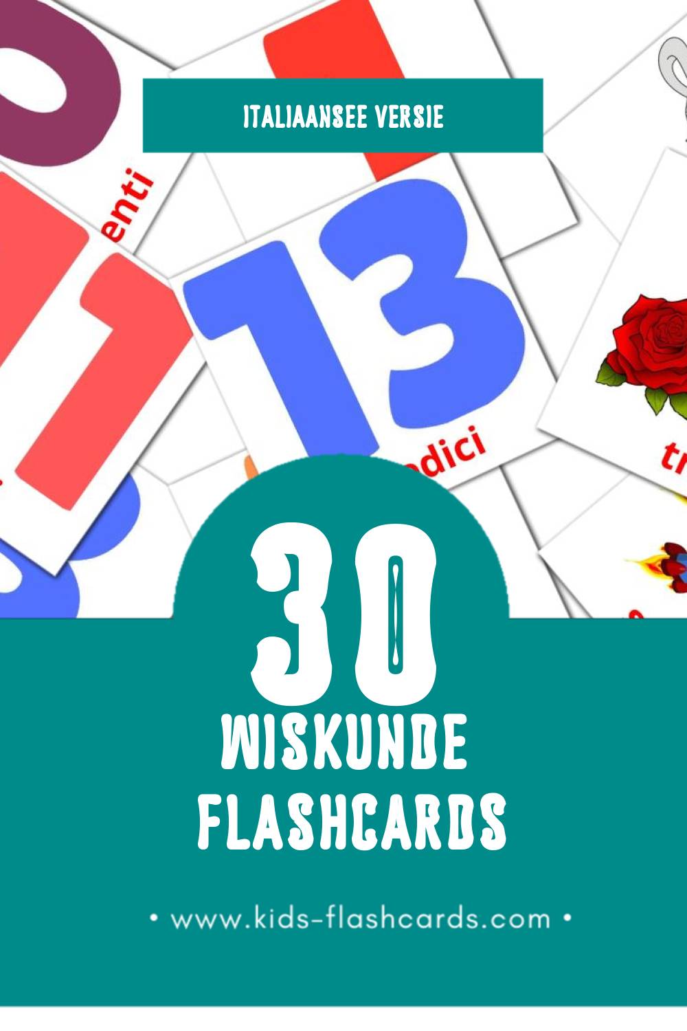 Visuele Matematica Flashcards voor Kleuters (30 kaarten in het Italiaanse)