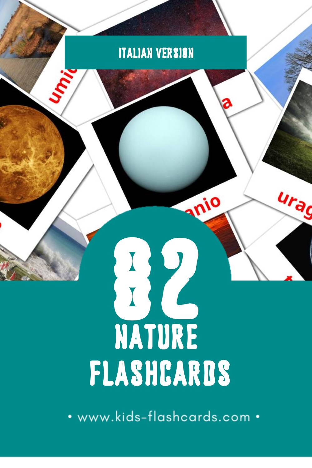 Visual Natura Flashcards for Toddlers (82 cards in Italian)