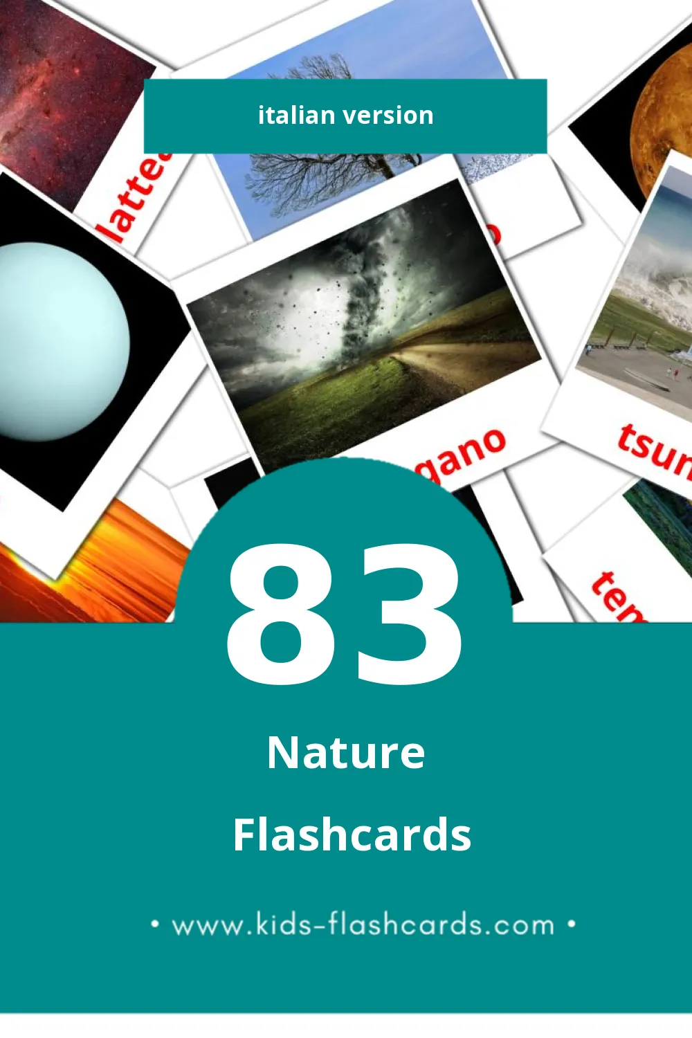 Visual Natura Flashcards for Toddlers (83 cards in Italian)