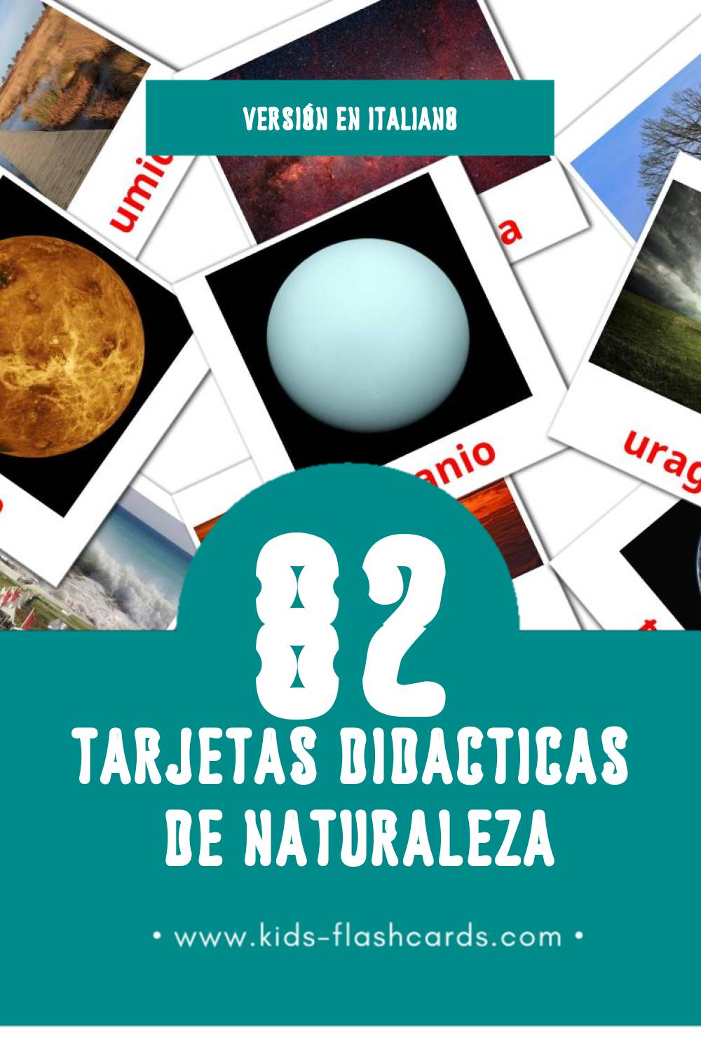 Tarjetas visuales de Natura para niños pequeños (82 tarjetas en Italiano)